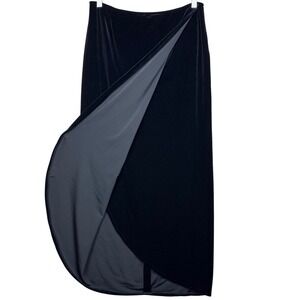 Vintage Cachet Black Stretch Velvet Wrap Maxi Skirt Size 14 Stretch USA Made Y2K